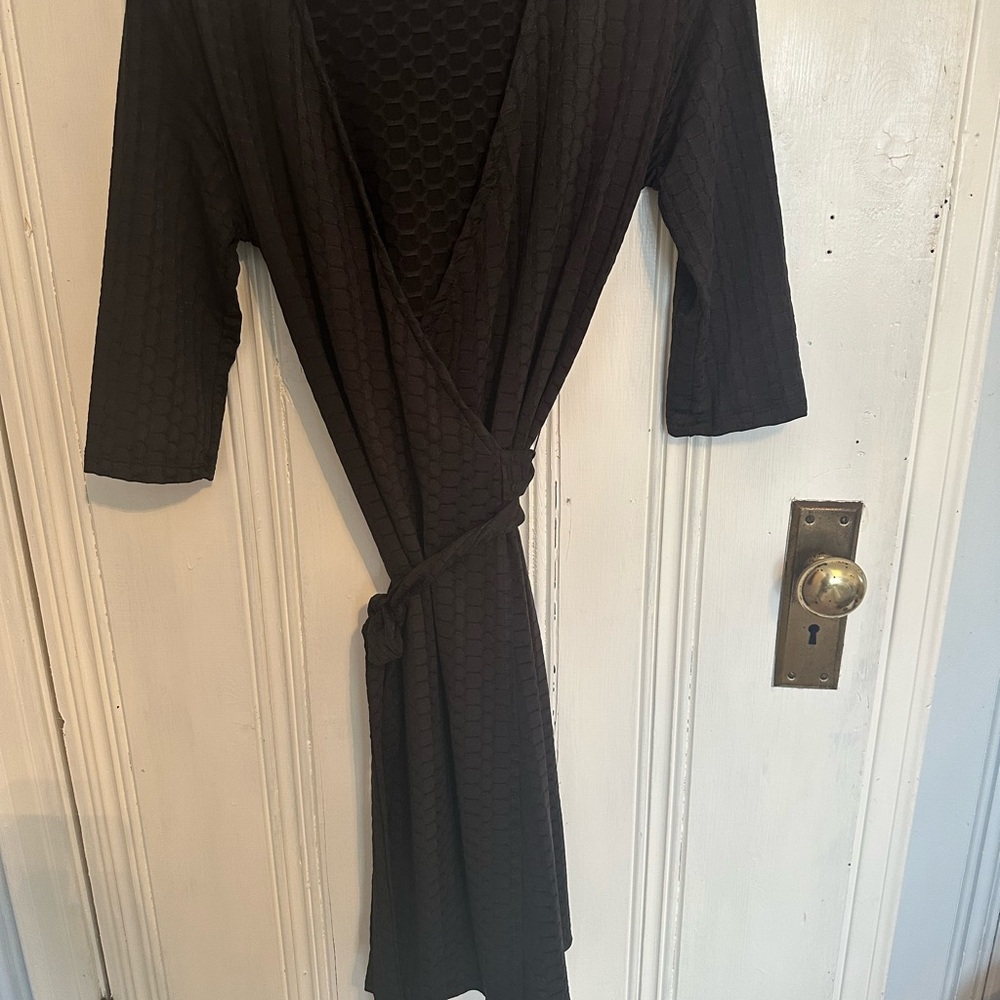 Velvet Torch black textured wrap dress